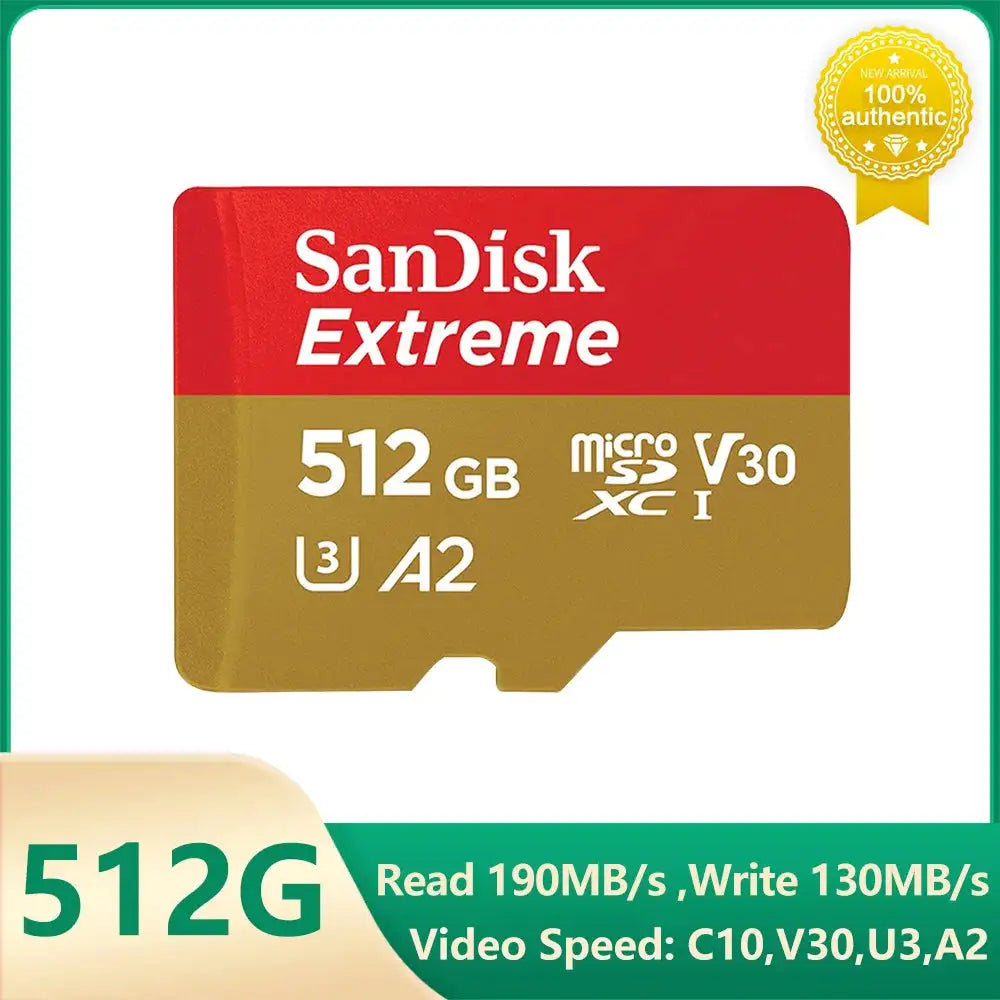 SanDisk V30 Extreme Micro SD Card A2 U3 4K 64GB 128GB 256GB 512GB 1T Memory Card Flash TF for Steam Deck Switch DJI Camera