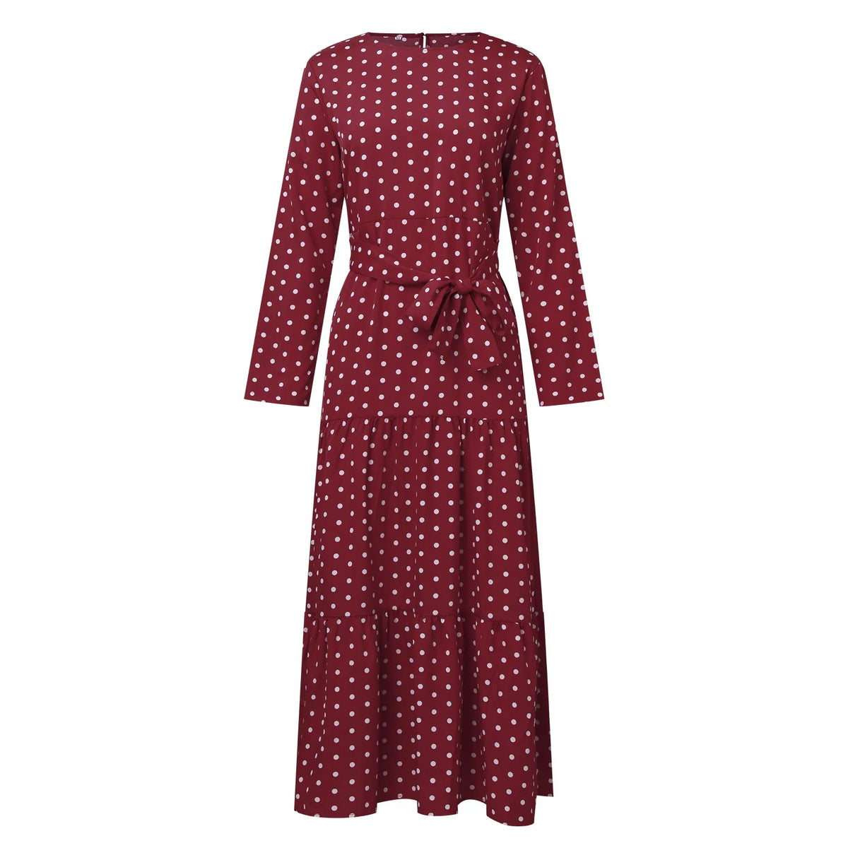 Belted Polka Dot Abaya Dress