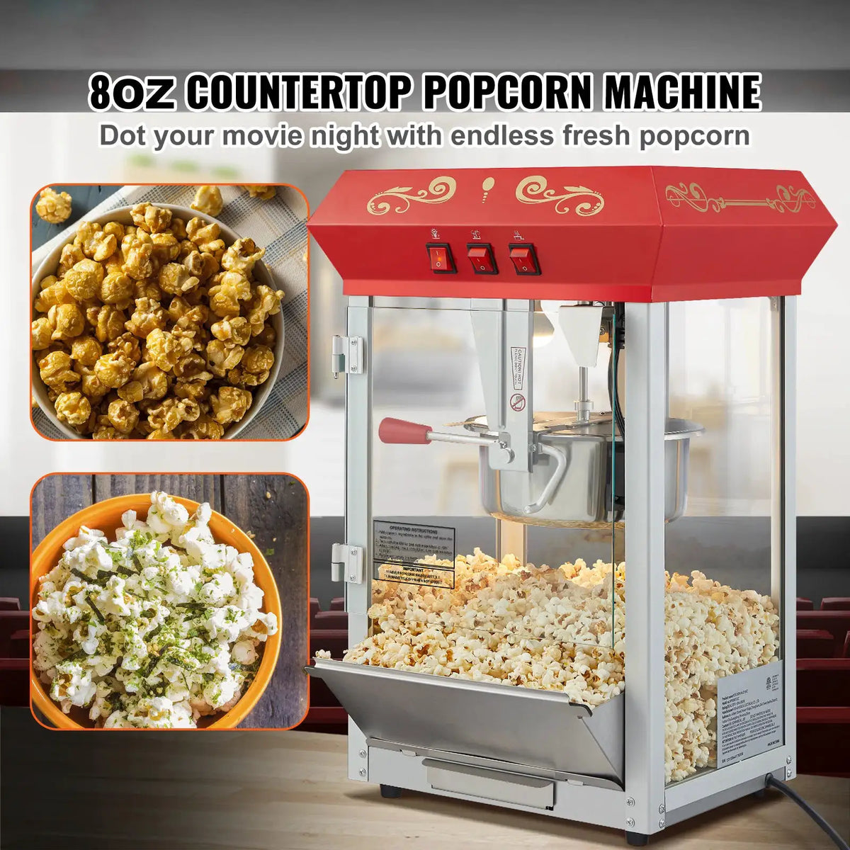 SucceBuy Electric Popcorn Maker Commercial Popper Machine — product view 2