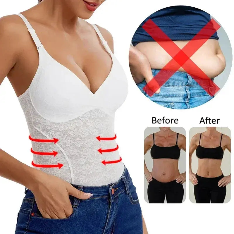 Lace Bodysuit With Tummy control Built In Bra Slimming