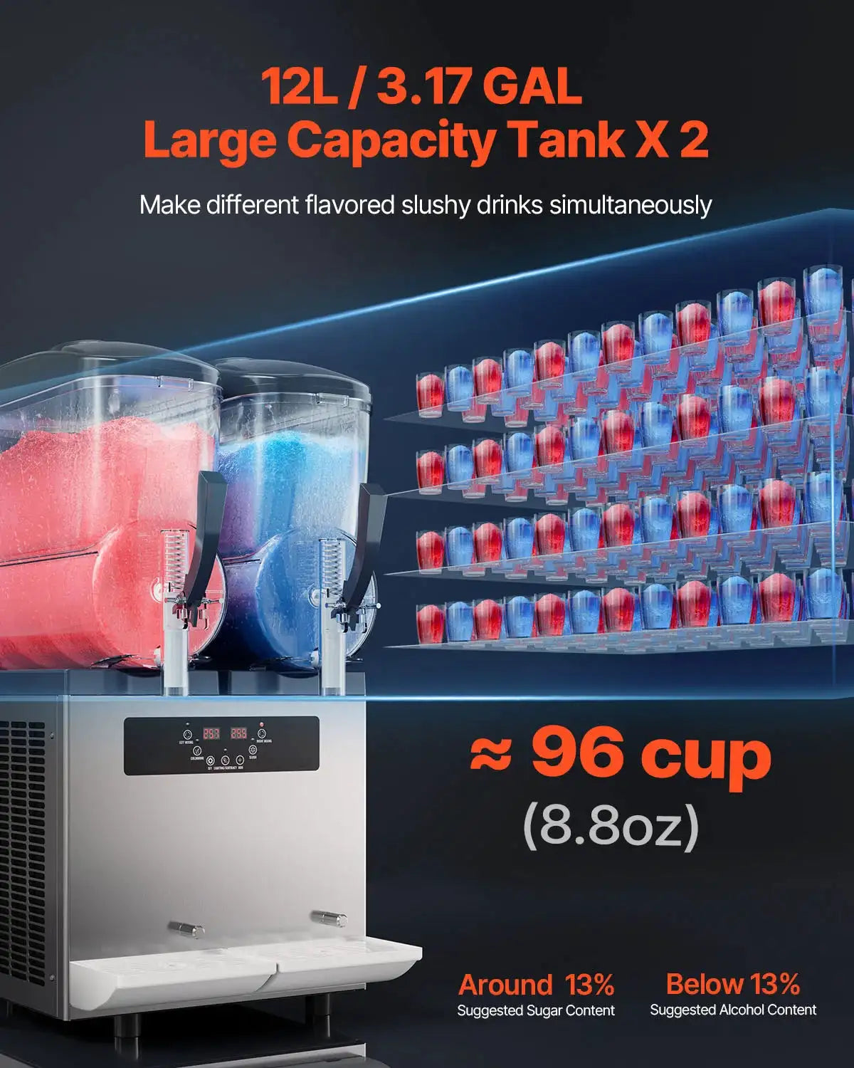 SucceBuy Commercial Slushy Machine Frozen Drink Machine Cups — product view 3