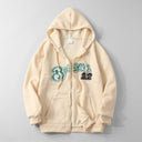 Women Letter Embroidery Oversized Hoodies Casual Jacket