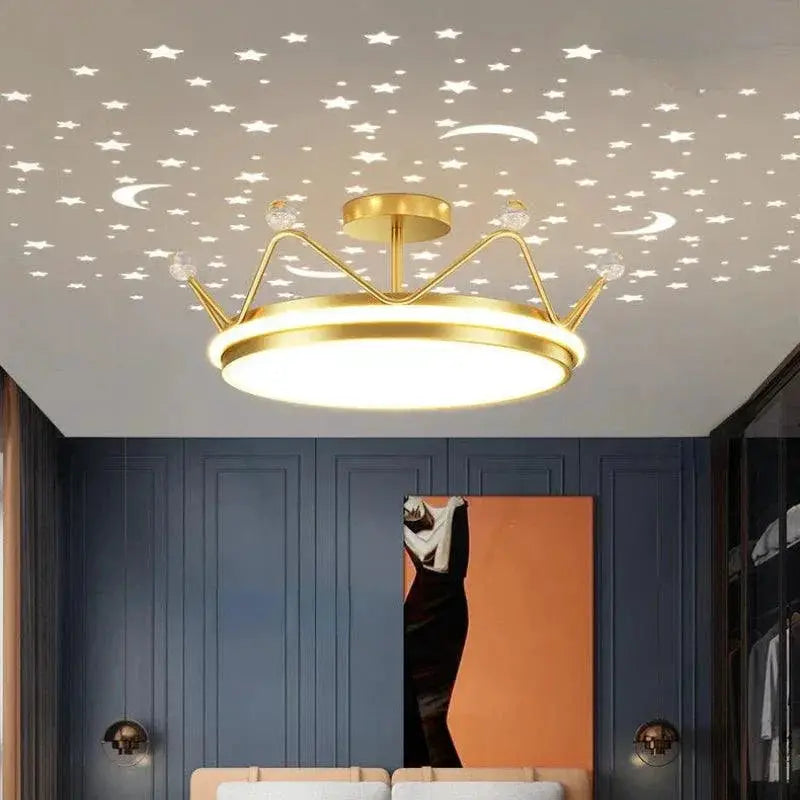 Dimmable Star And Moon Kids LED Chandelier For Nursery