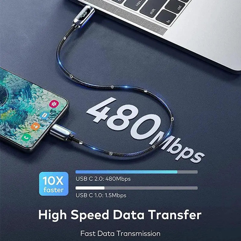 Baseus USB C Cable With Digital Display Fast Charging Cord