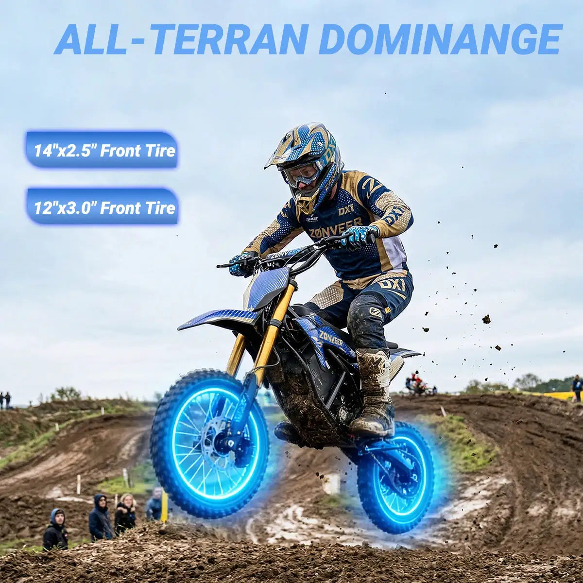 ZONVEER DX1 Electric Dirt Bike for Teens, 3000W Peak Mid Motor, 40MPH Top Speed, 48V 20.8Ah Battery, 278Nm Max Torque, Dual Hydraulic Suspension, Hydraulic Brakes
