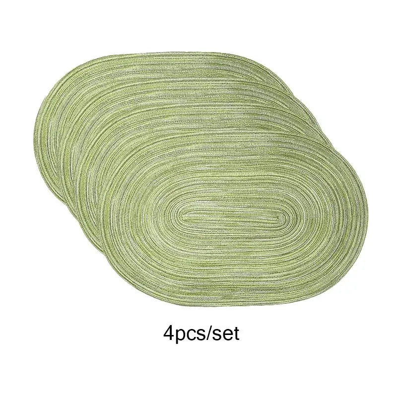 4 Piece Oval Rope Cotton Braided Table Place Mats Washable
