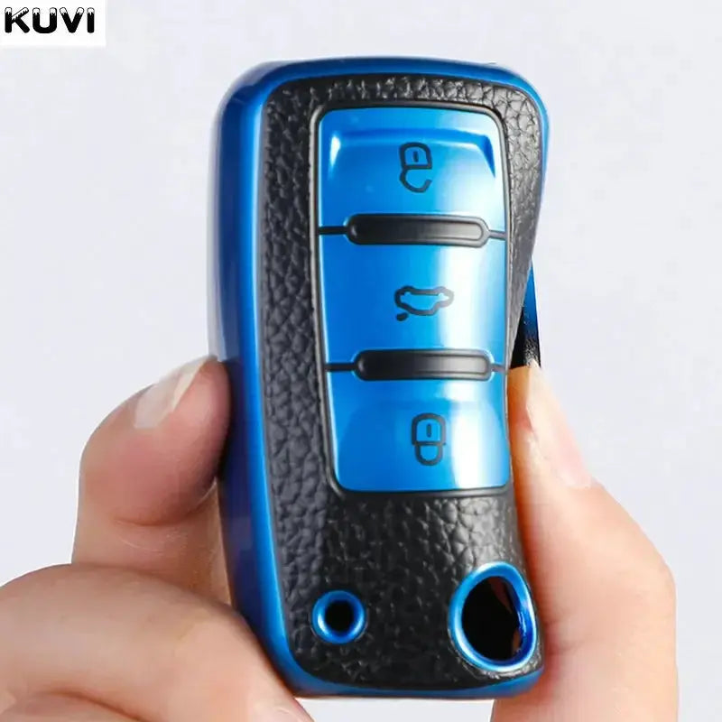 TPU Leather Car Key Case Full Cover For VW Models Accessory