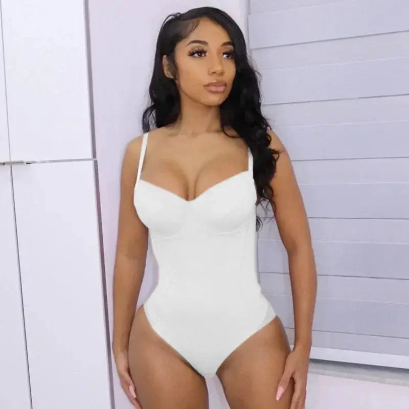 Silky White Underwire Shapewear Bodysuit for Women
