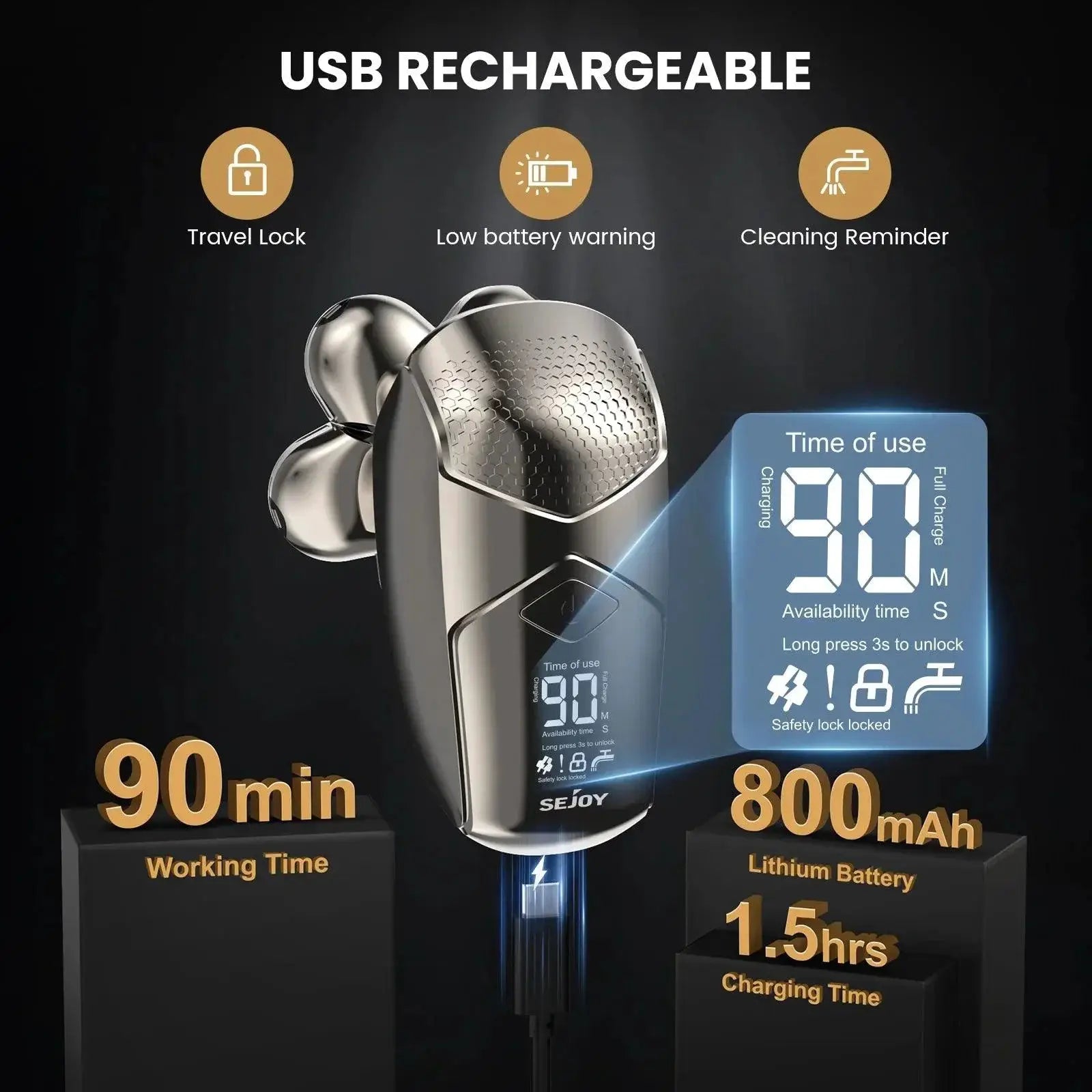 Sejoy 6 In 1 Electric Head Shaver Cordless Razor For Men