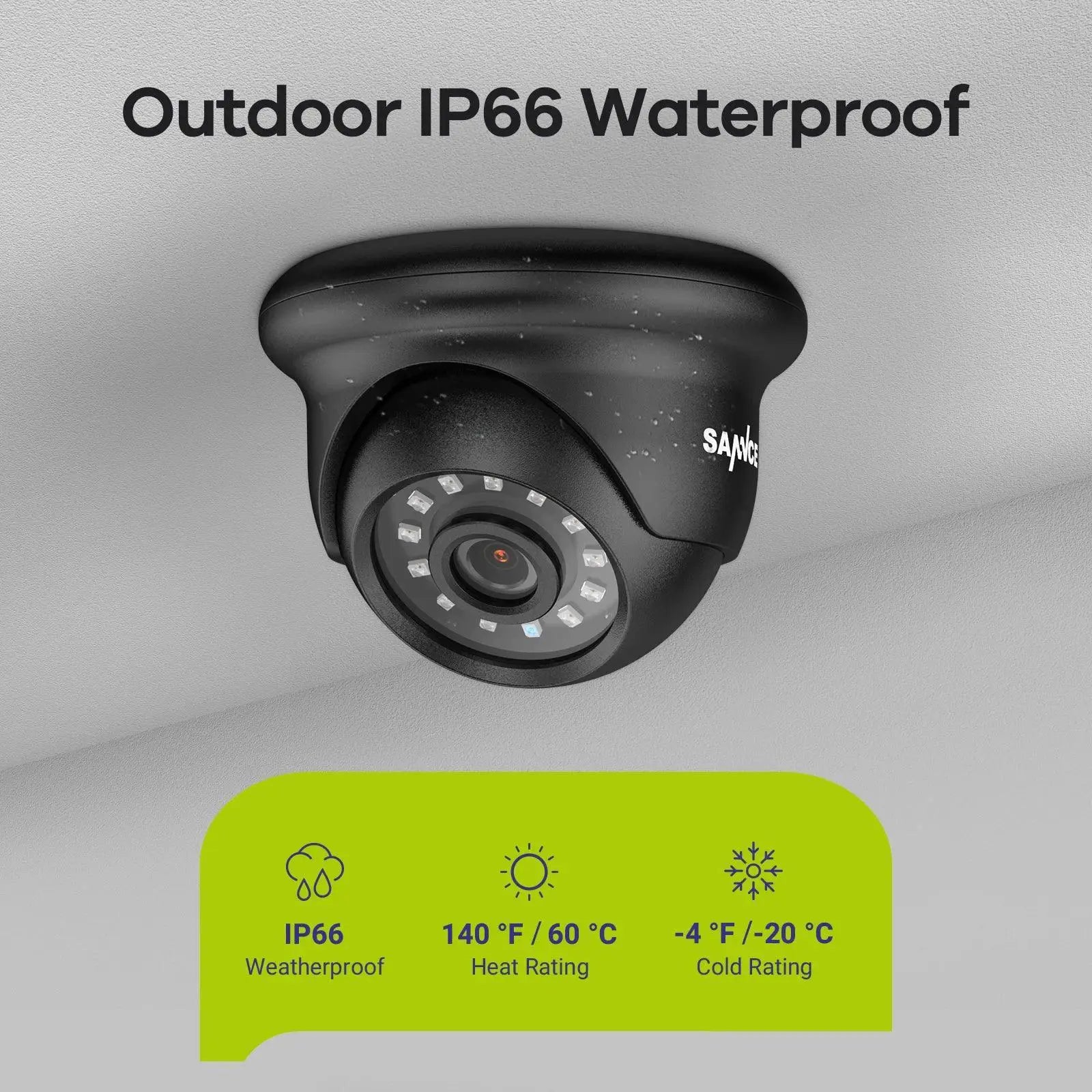 SANNCE 2Pcs AHD 1080P CCTV Security Cameras Set Black