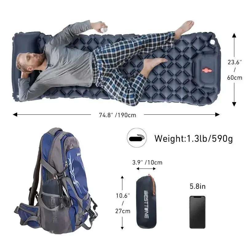 WESTTUNE Ultralight Camping Inflatable Mattress Air Pad