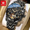 Olevs Mens Luxury Tourbillon Steel Watch