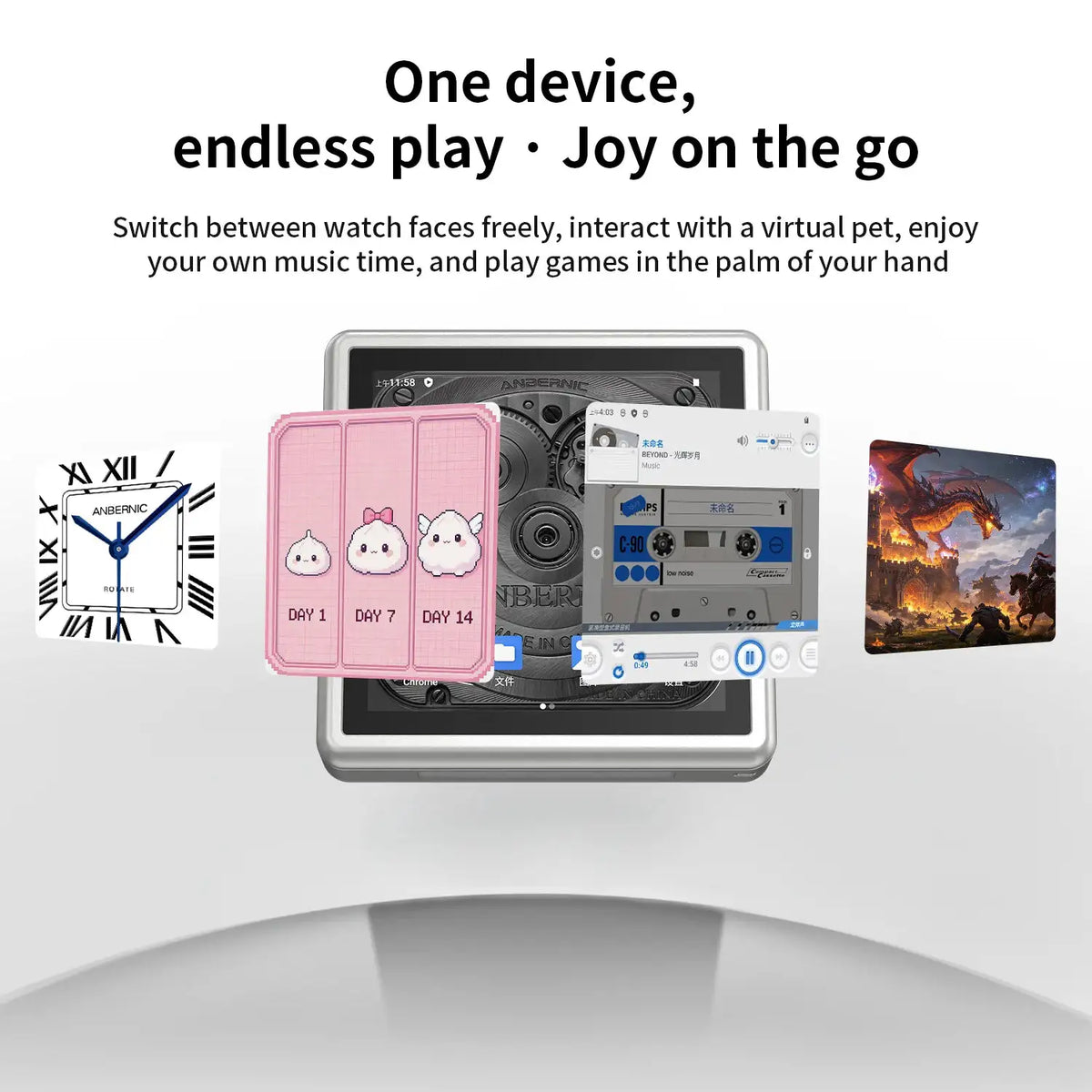 Anbernic RG Rotate Retro Handheld Game Console 3.5 inch IPS Screen Unisoc T618 Chip 3GB+32GB, 2000mAh Android Games Player Supports Online Multi-player, Streaming,WIFI 5, Bluetooth 5.0,AI Assistant
