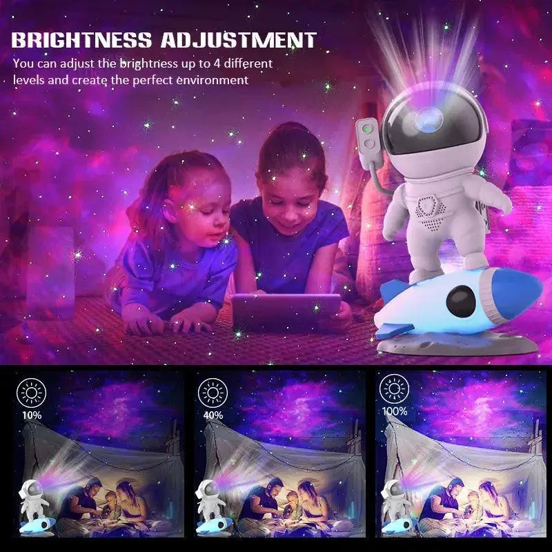Kids Rocket Astronaut Star Projector Night Light With Remote