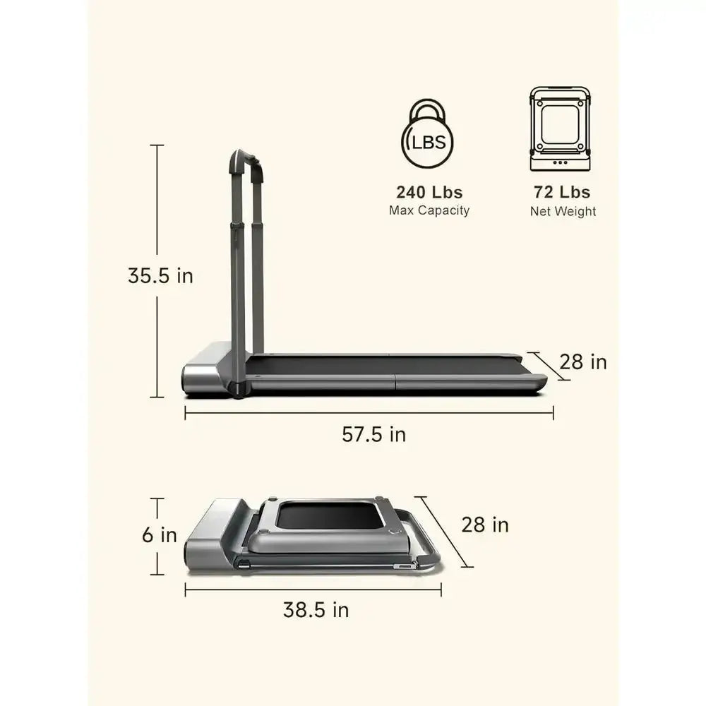 Compact 2-in-1 Under Desk Treadmill: Foldable Walking Pad for Home and Office with App Control & LED Display