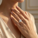 Round Moissanite Ring in Sterling Silver Split