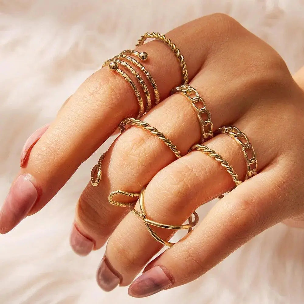 Edgy Geometric Rings Punk Hip Hop Jewelry Collection