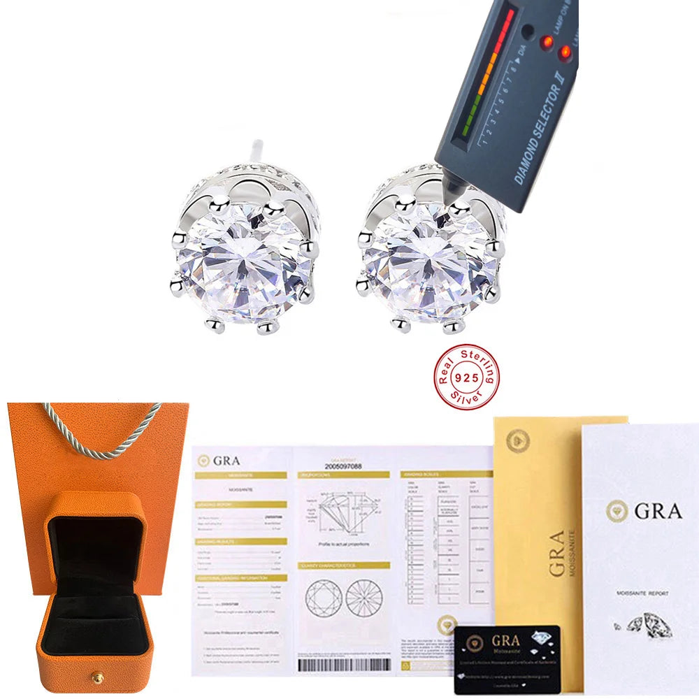 Moissanite Stud Earrings in Sterling Silver earplugs earrings — product view 6