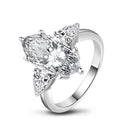 Moissanite Ring in Sterling Silver marquise