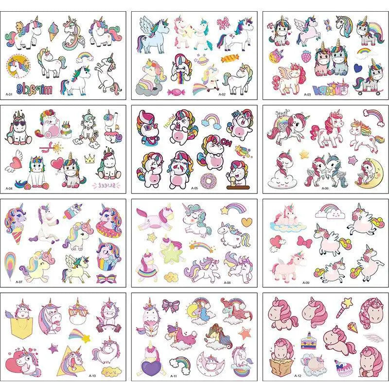 Vibrant Cartoon Kids Temporary Tattoos 12 Animal Packs