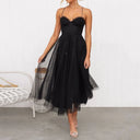 Backless Mesh Drawstring Evening Dress