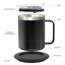 Self Heating 12oz USB Coffee Mug Stainless Steel Keeps Drinks Hot On The Go