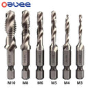 Tap Drill Bit Set Titanium Plated HSS Screw Thread Hex Shank Kit