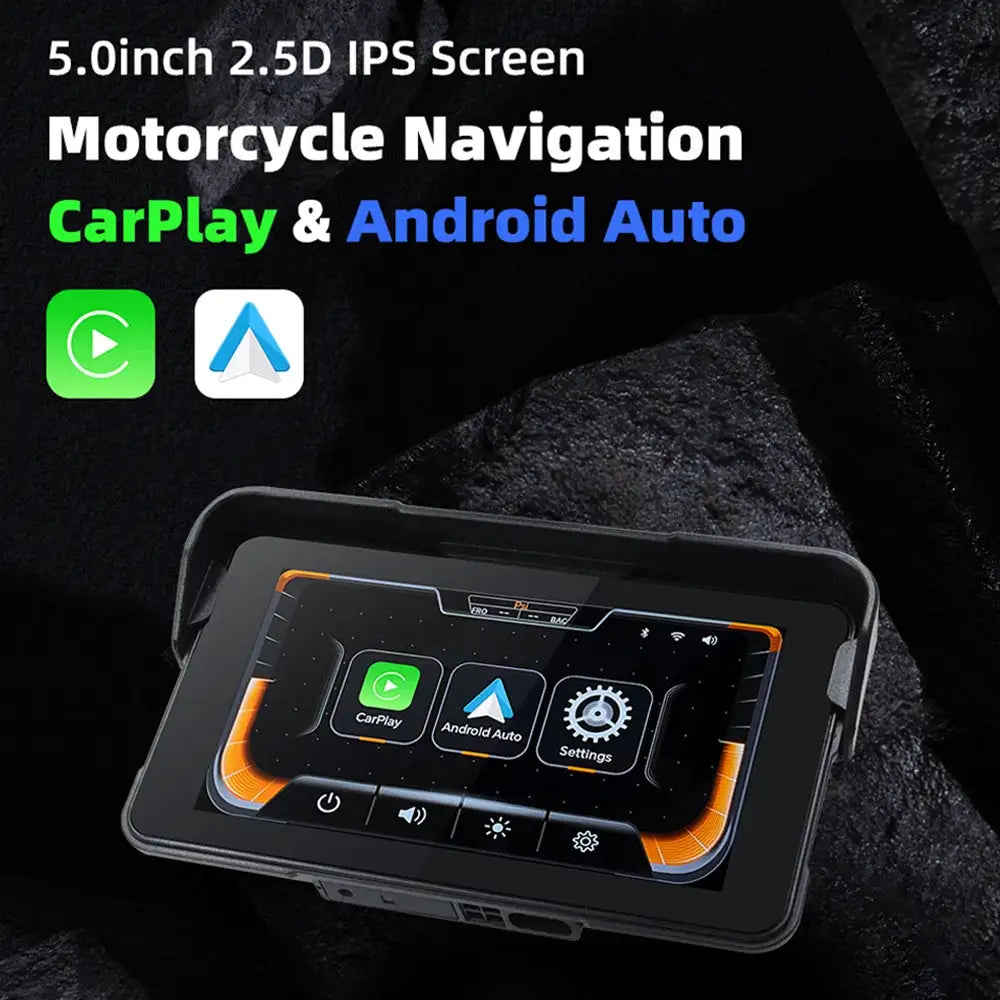 EKIY Wireless CarPlay Moto Android Auto GPS Motorcycle Navigation Display Screen 5.0 inch Portable Digital Motorcycle Dashboard