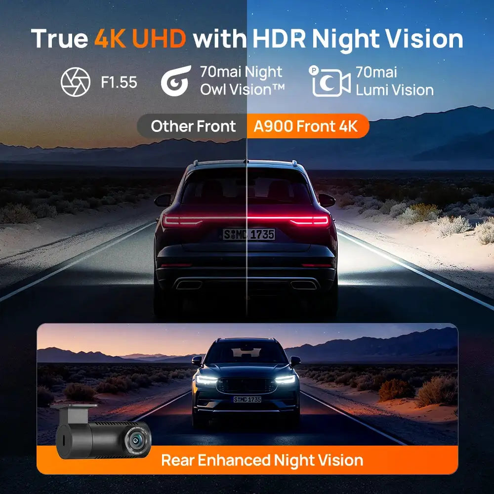 【New】70mai Dash Cam A900 Front Rear Dual 4K HDR f/1.55 Supercapacitor Wi-Fi 6 GPS Upgraded 4G Box UP11 Car Camera 70mai A900
