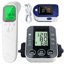 Medical Arm Blood Pressure Meter Tensiometers Tonometer Cuff Fever Thermometer Oximeter Heart Rate 3 IN 1 Set
