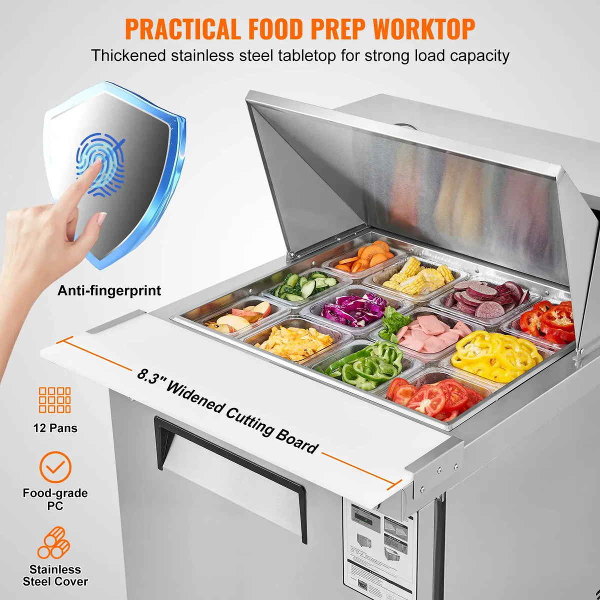SucceBuy " Commercial Refrigerator Sandwich & Salad Prep Table — product view 3