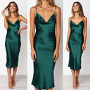 Elegant Floral Satin Midi Dress for Evening Sophistication