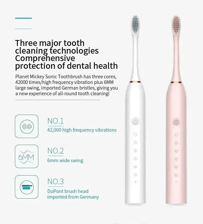 Electric Ultrasonic Toothbrush Six Speed Mode USB Charging - OurLum.com