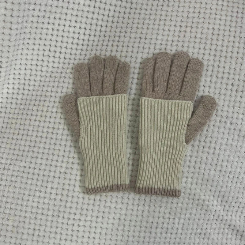 Colorblock Ribbed Winter Knit Gloves