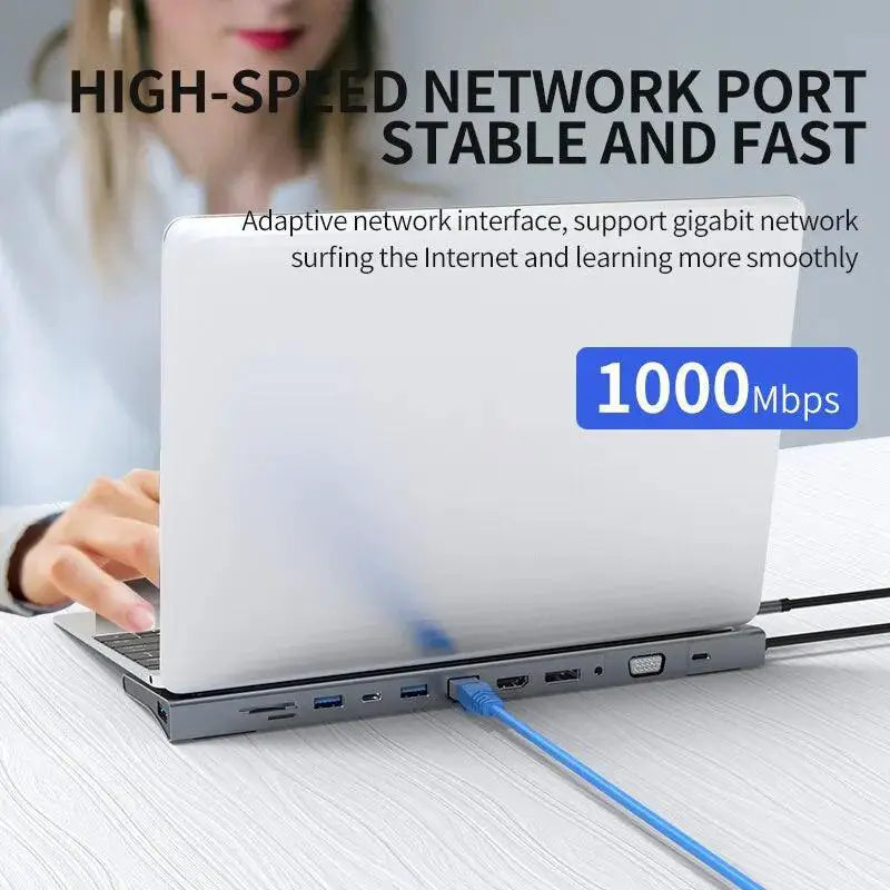 12-in-1 USB-C Docking Station with 4K HDMI and Audio Hub - OurLum.com