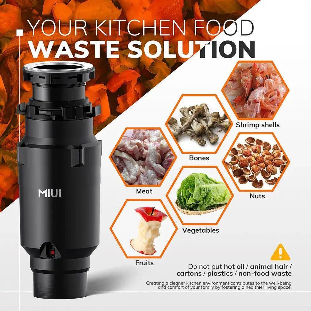MIUI Silent Stainless Steel Food Waste Disposer for Kitchens