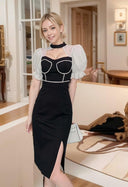 Vintage Rhinestone Women's Dress Elegant European Charm