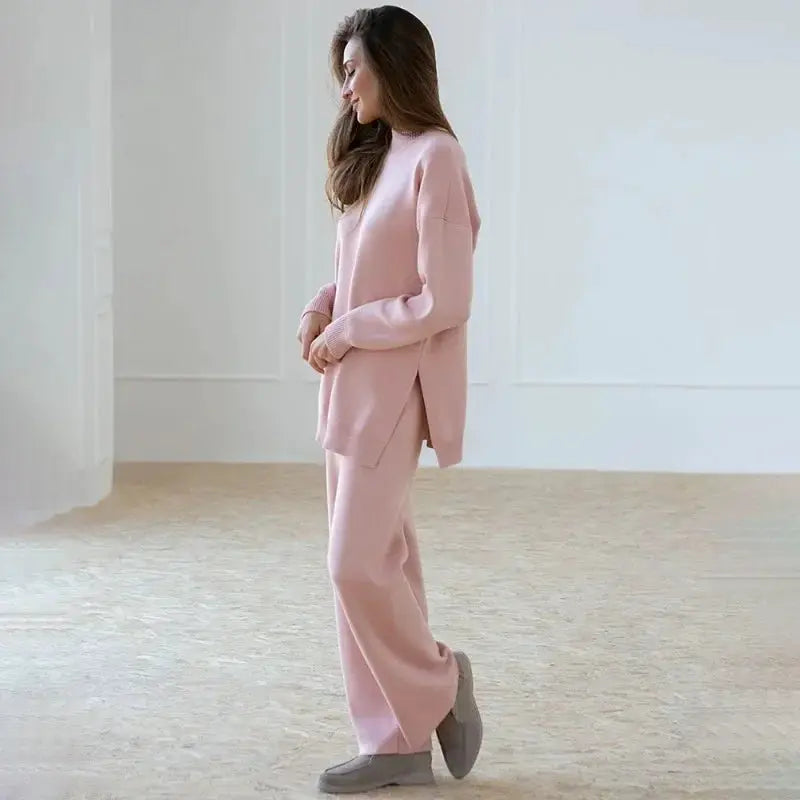 Women Knitted Two Piece Set Autumn Winter Knit Sweater