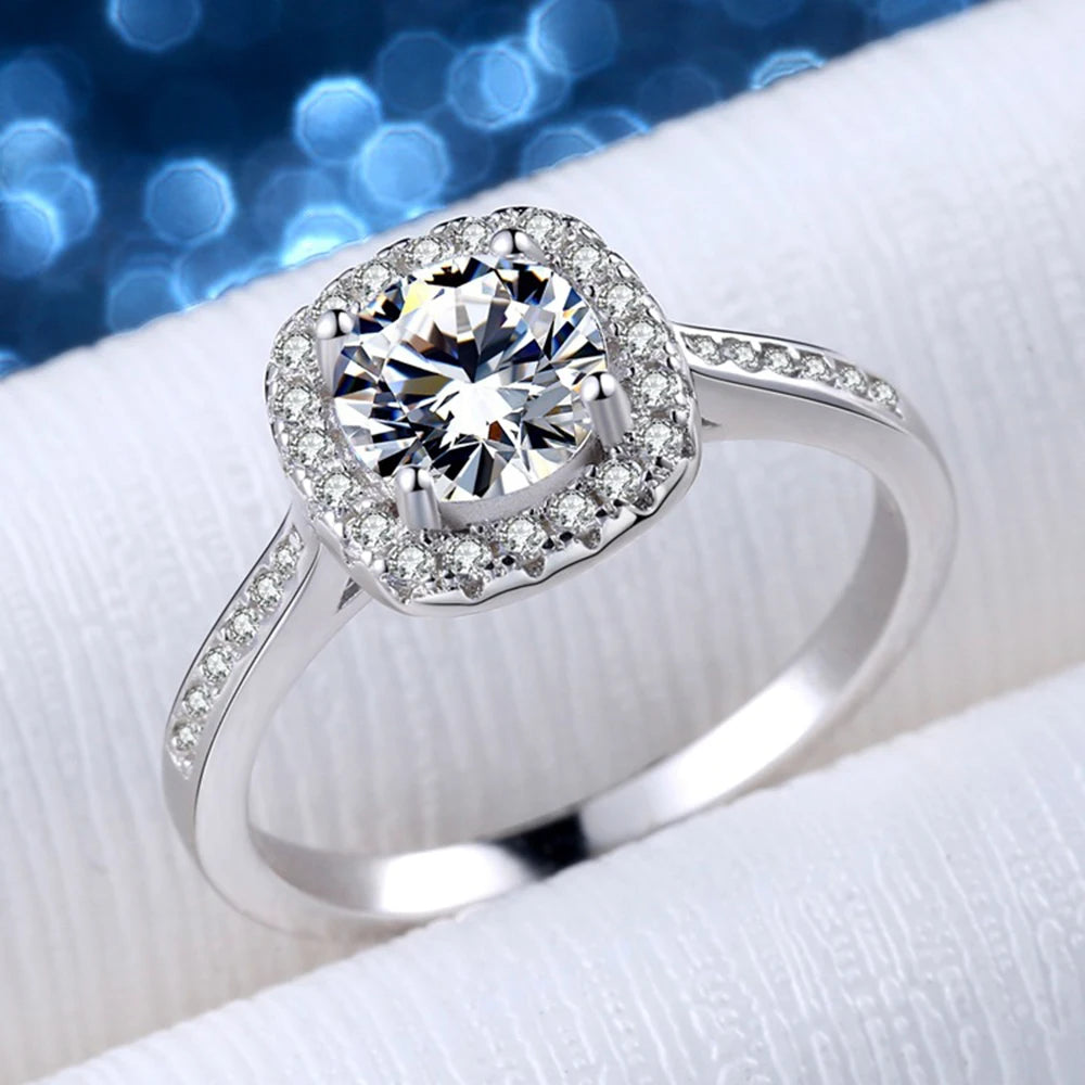 Princess Moissanite Ring in Sterling Silver — product view 3