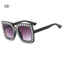 Trendy Rhinestone Kids Sunglasses with Colorful Lenses