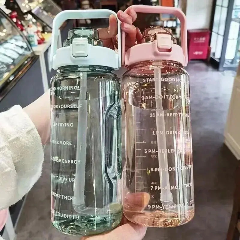 2L Portable Water Bottle With Time Marker For Fitness - OurLum.com