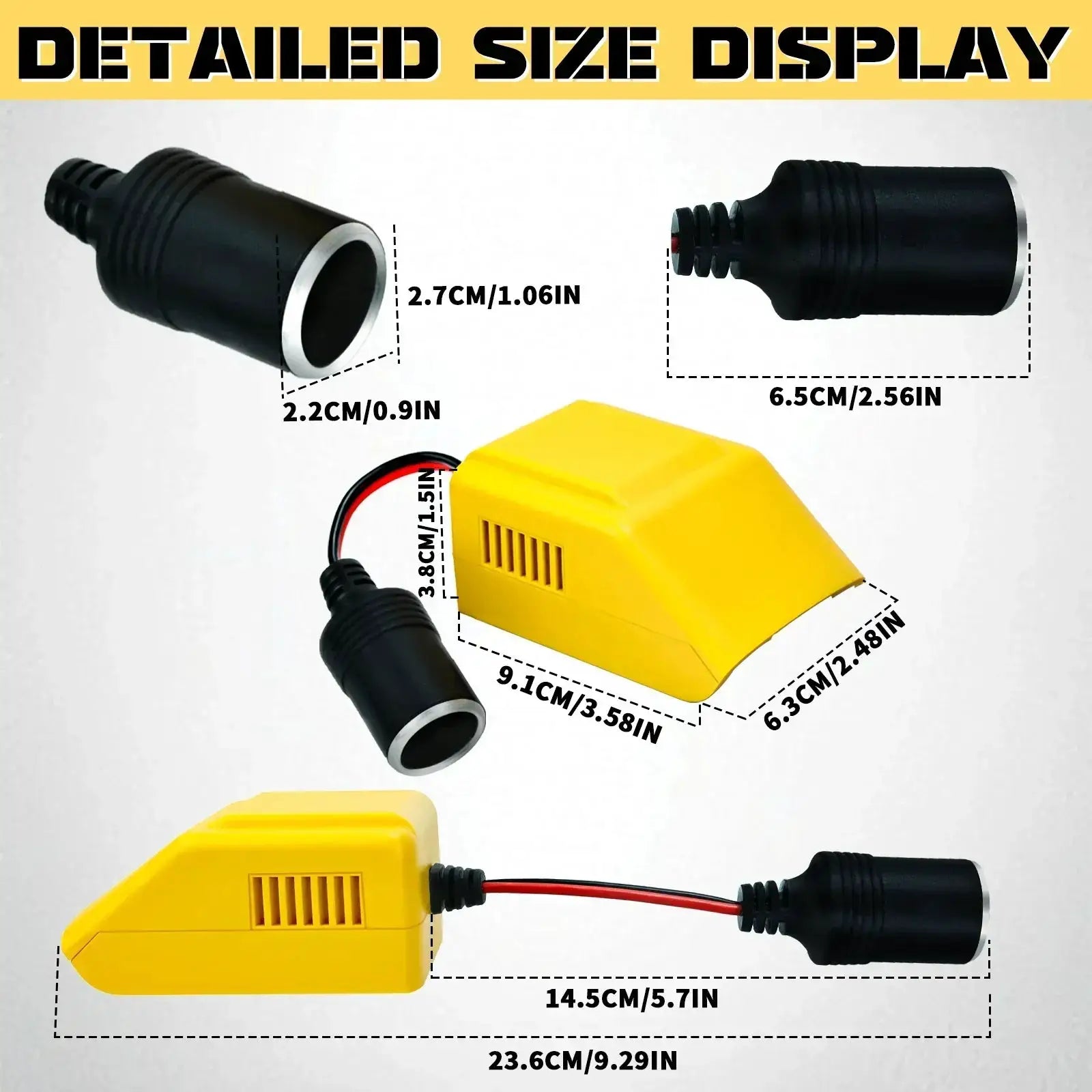 20V to 12V Battery Adapter With Cigarette Lighter Plug