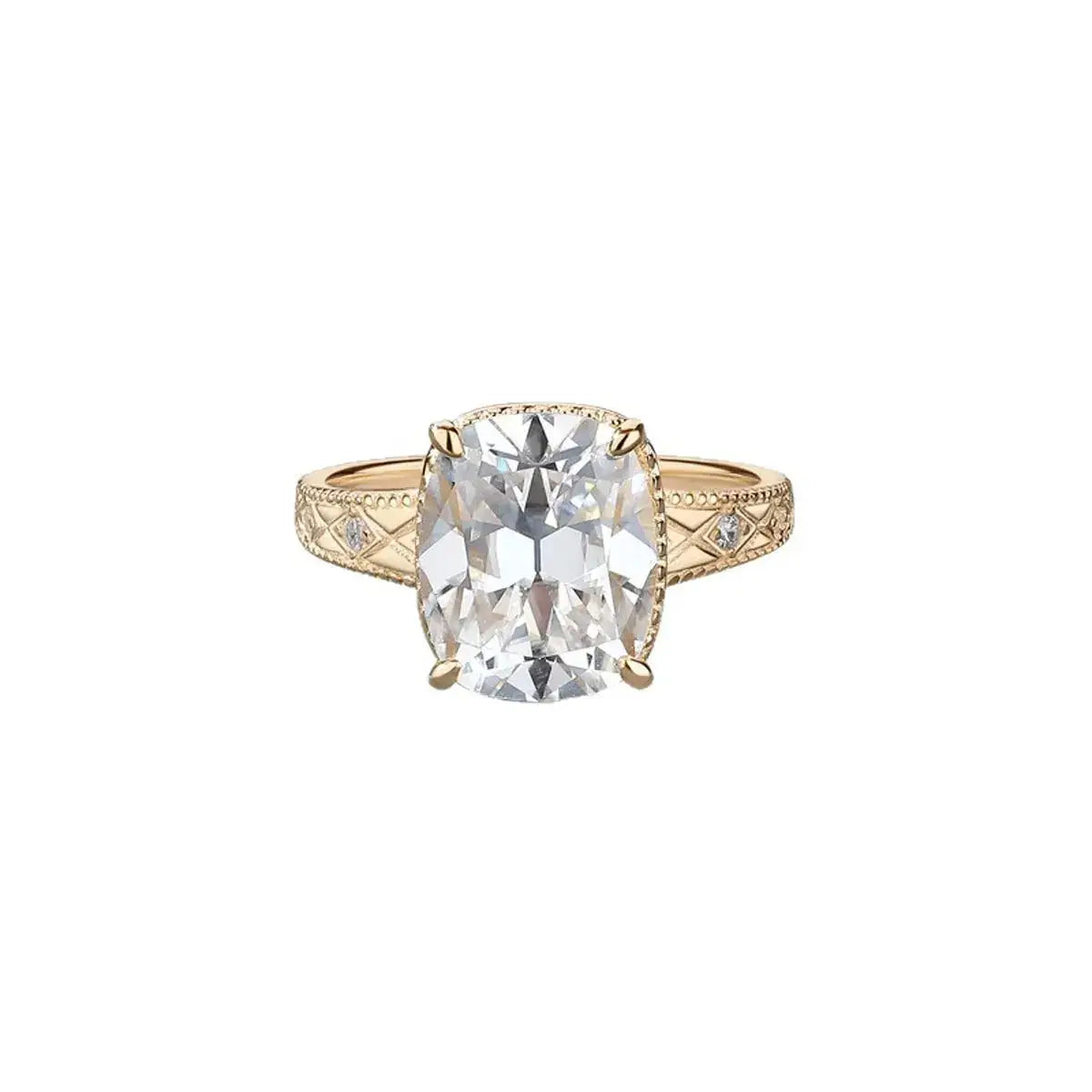 S925 Pure Silver Retro Square Patterned Circle Moissanite Women's Diamond Ring, Old Mine Cut Simple Old Money Style Wedding Engagement Ring, Valentine's Day Gift, Unique Jewelry Gift for Holidays/Birthdays/Parties, the Best G