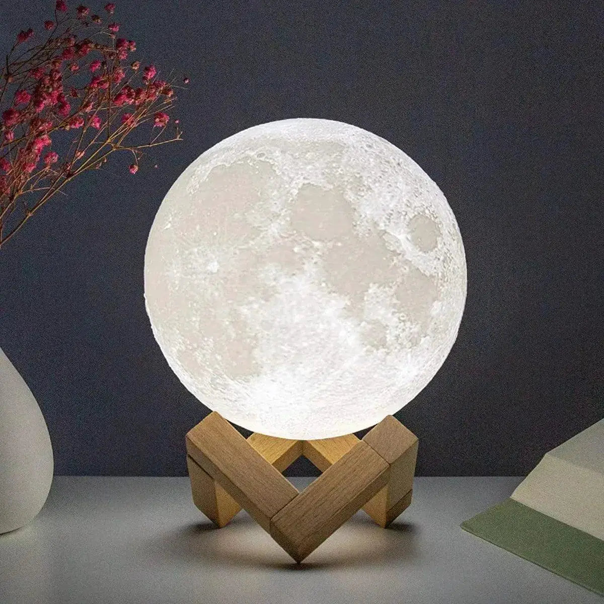 8cm Battery Powered LED Moon Lamp Night Light for Home Decor