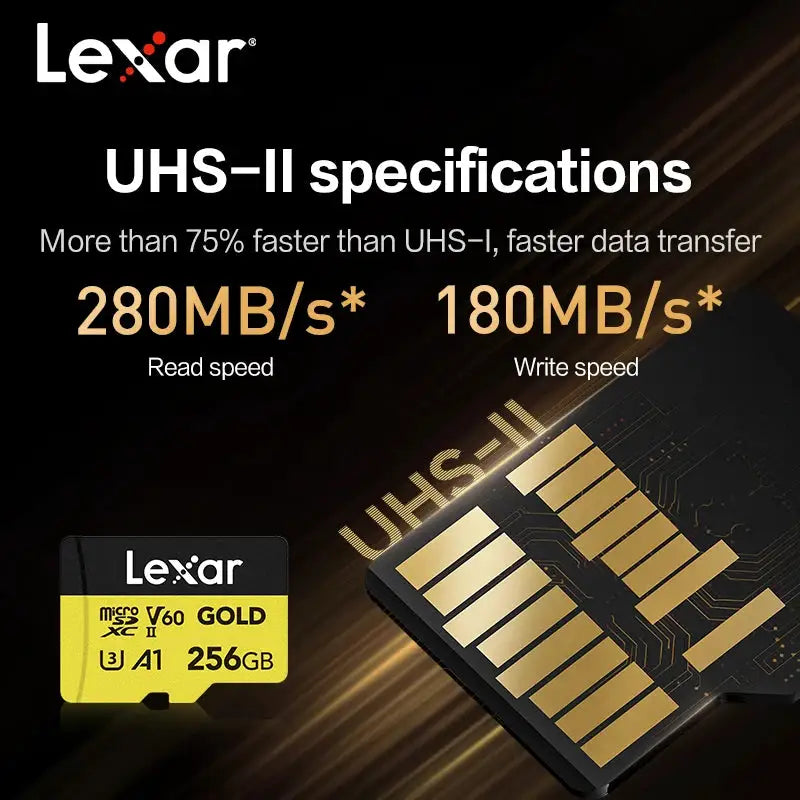 High Speed Lexar MicroSD Card U3 V60 A1 Memory Card 128GB 256GB Max 280Mb/s 4K Video Flash TF Card for Drones Switch Action Cam