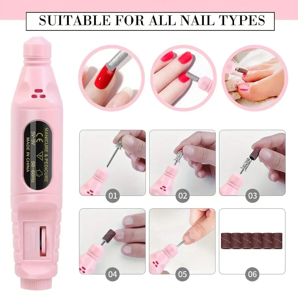 Portable Electric Nail Drill Machine Set Gel Polish Tools