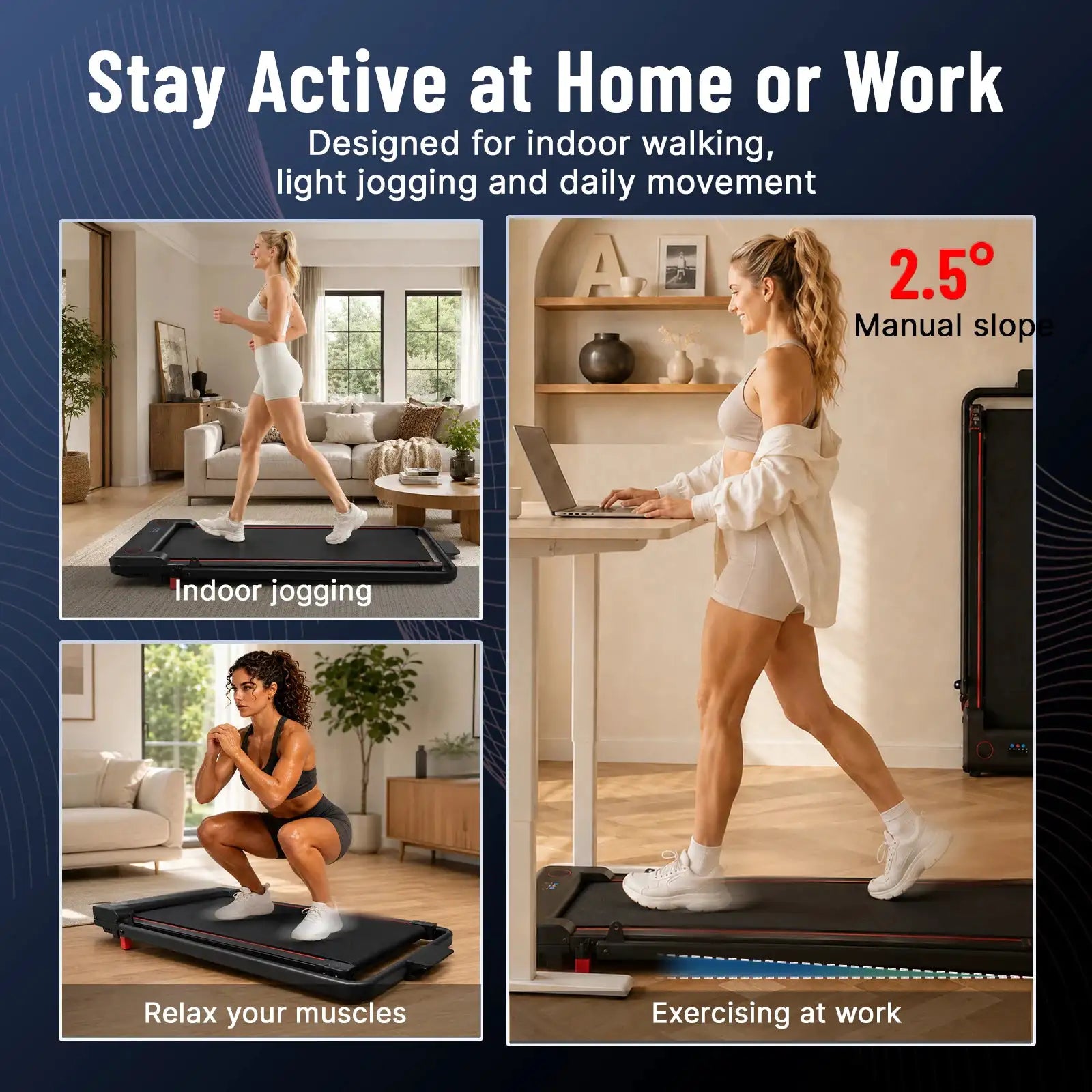2 IN 1 Under Desk Walking Pad With Vibration Function Foldable Mini Treadmill Home Slim Trotadora