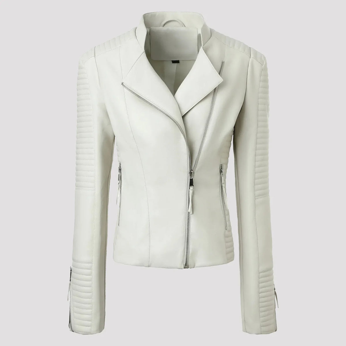Faux Leather Zipper Leather Jacket