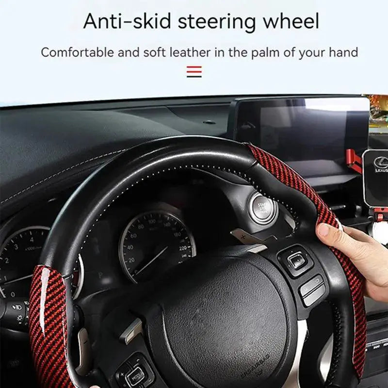 Carbon Fiber Leather Steering Cover For Enhanced Control