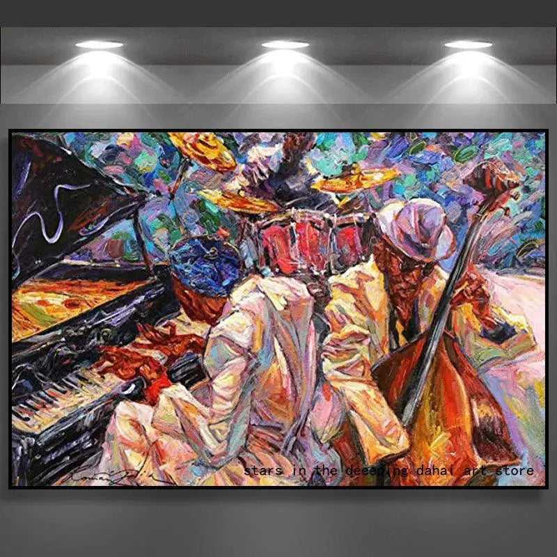 Abstract Jazz Band Poster Canvas Featuring Female Singer